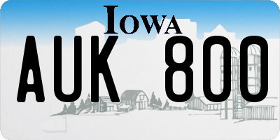 IA license plate AUK800