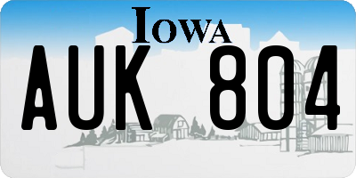IA license plate AUK804