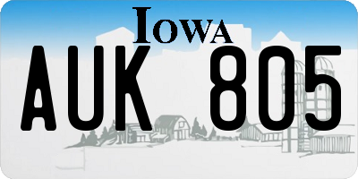 IA license plate AUK805