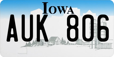 IA license plate AUK806