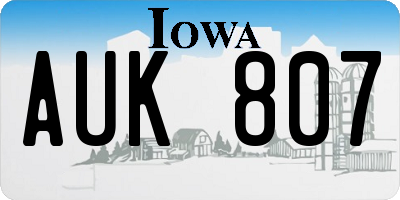 IA license plate AUK807