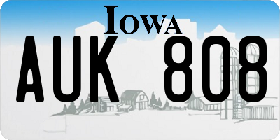 IA license plate AUK808