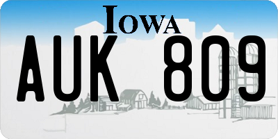 IA license plate AUK809