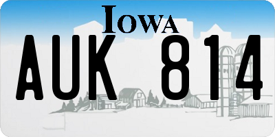 IA license plate AUK814