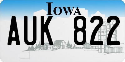 IA license plate AUK822