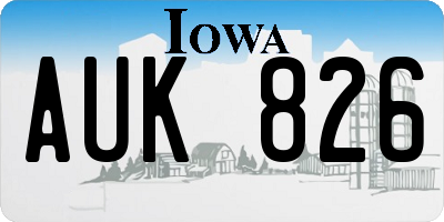 IA license plate AUK826