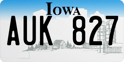 IA license plate AUK827