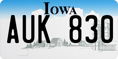 IA license plate AUK830