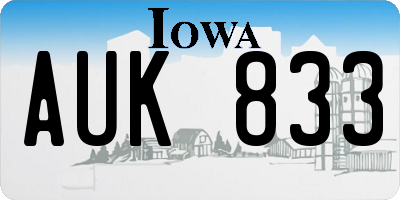 IA license plate AUK833