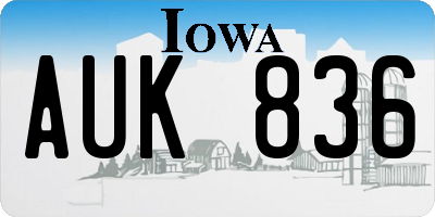 IA license plate AUK836