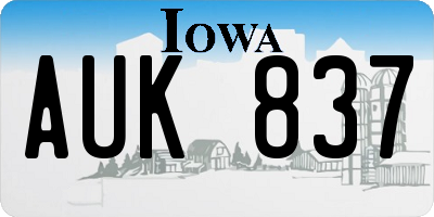 IA license plate AUK837