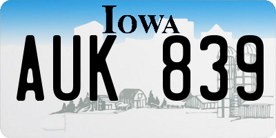 IA license plate AUK839