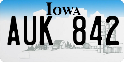 IA license plate AUK842