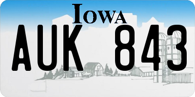 IA license plate AUK843