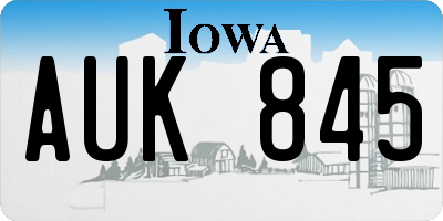 IA license plate AUK845