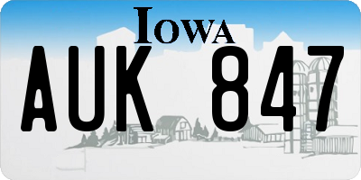 IA license plate AUK847