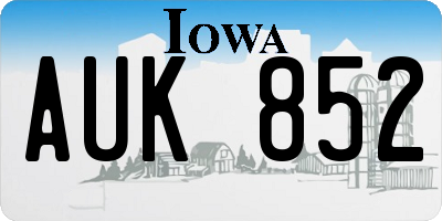 IA license plate AUK852