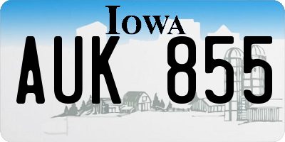 IA license plate AUK855