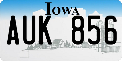 IA license plate AUK856