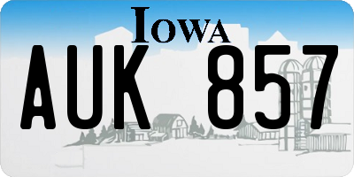 IA license plate AUK857