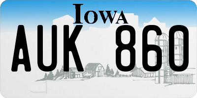 IA license plate AUK860