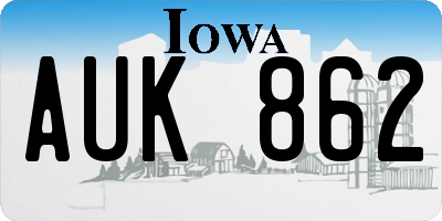 IA license plate AUK862