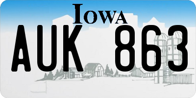 IA license plate AUK863