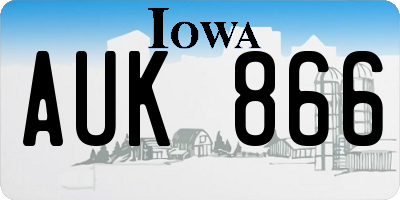 IA license plate AUK866