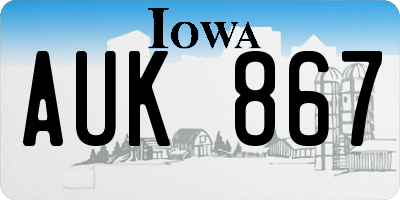 IA license plate AUK867