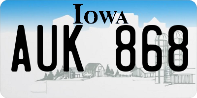 IA license plate AUK868