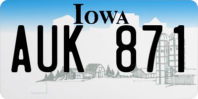 IA license plate AUK871