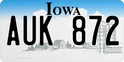 IA license plate AUK872
