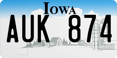 IA license plate AUK874