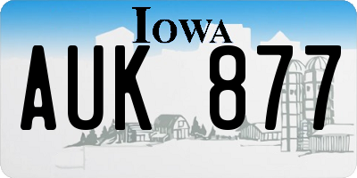 IA license plate AUK877