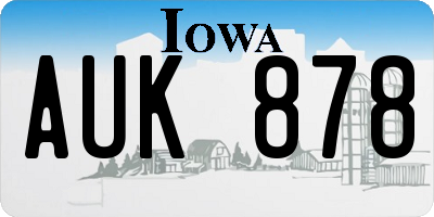 IA license plate AUK878