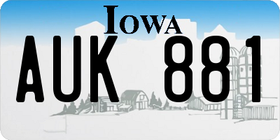 IA license plate AUK881