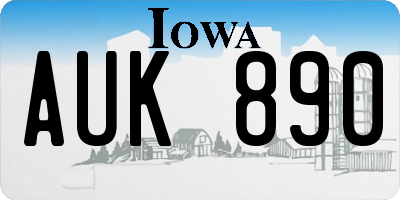 IA license plate AUK890