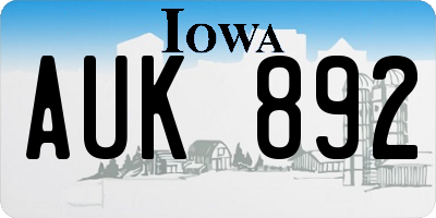 IA license plate AUK892