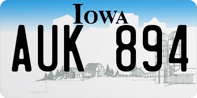 IA license plate AUK894