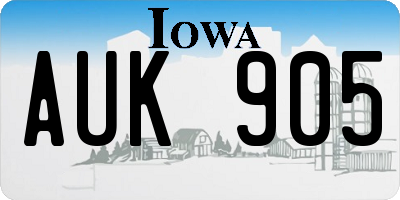IA license plate AUK905