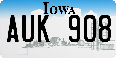 IA license plate AUK908