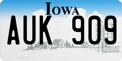IA license plate AUK909