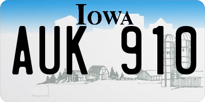 IA license plate AUK910