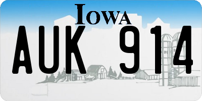 IA license plate AUK914