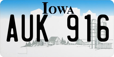 IA license plate AUK916