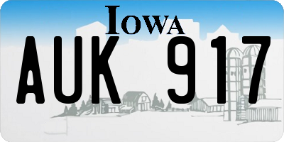 IA license plate AUK917