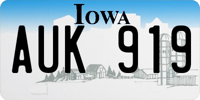IA license plate AUK919