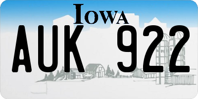 IA license plate AUK922