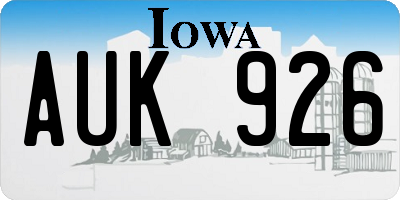 IA license plate AUK926