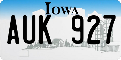 IA license plate AUK927